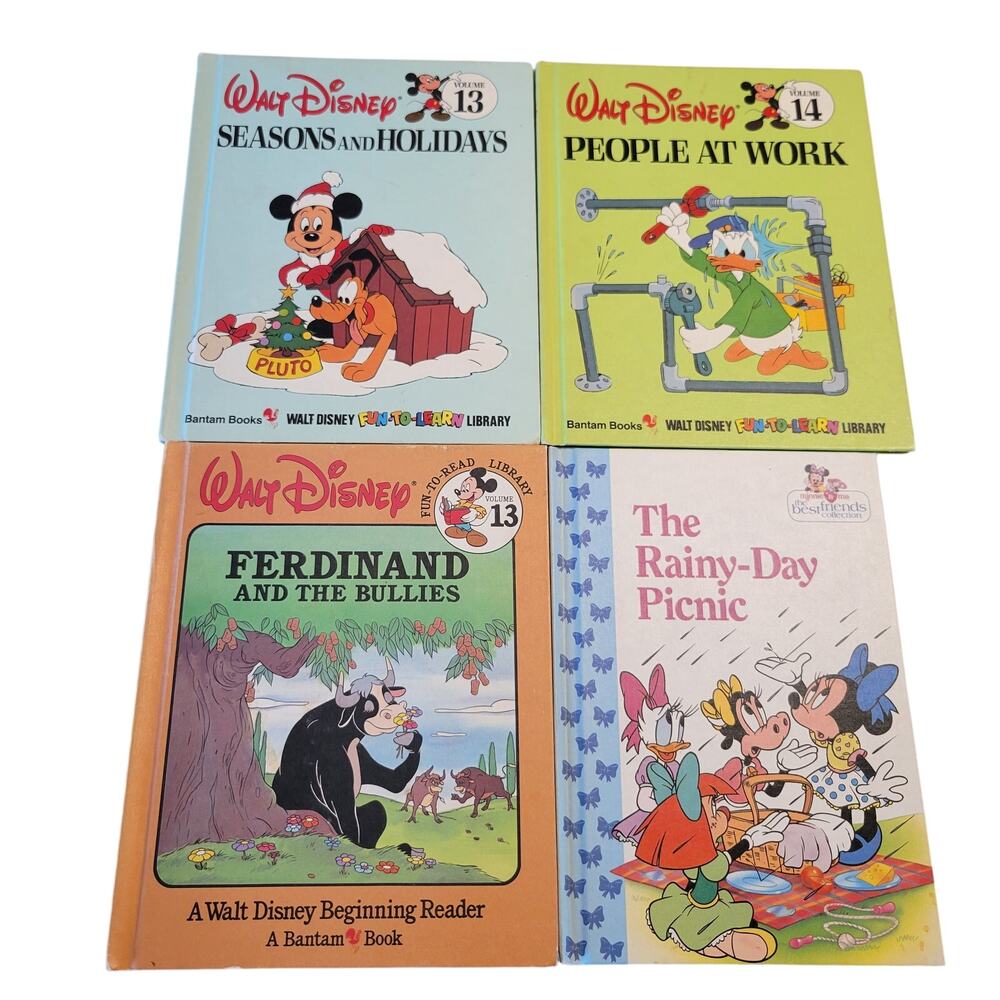 4 Walt Disney Kids Books 1980s-1990s Fun-to-Read Learn Library Micky Minnie Lot